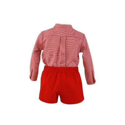 CONJUNTO BEBE NIÑO ROJO VICHY