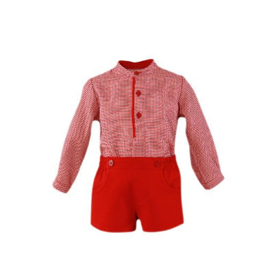 CONJUNTO BEBE NIÑO ROJO VICHY