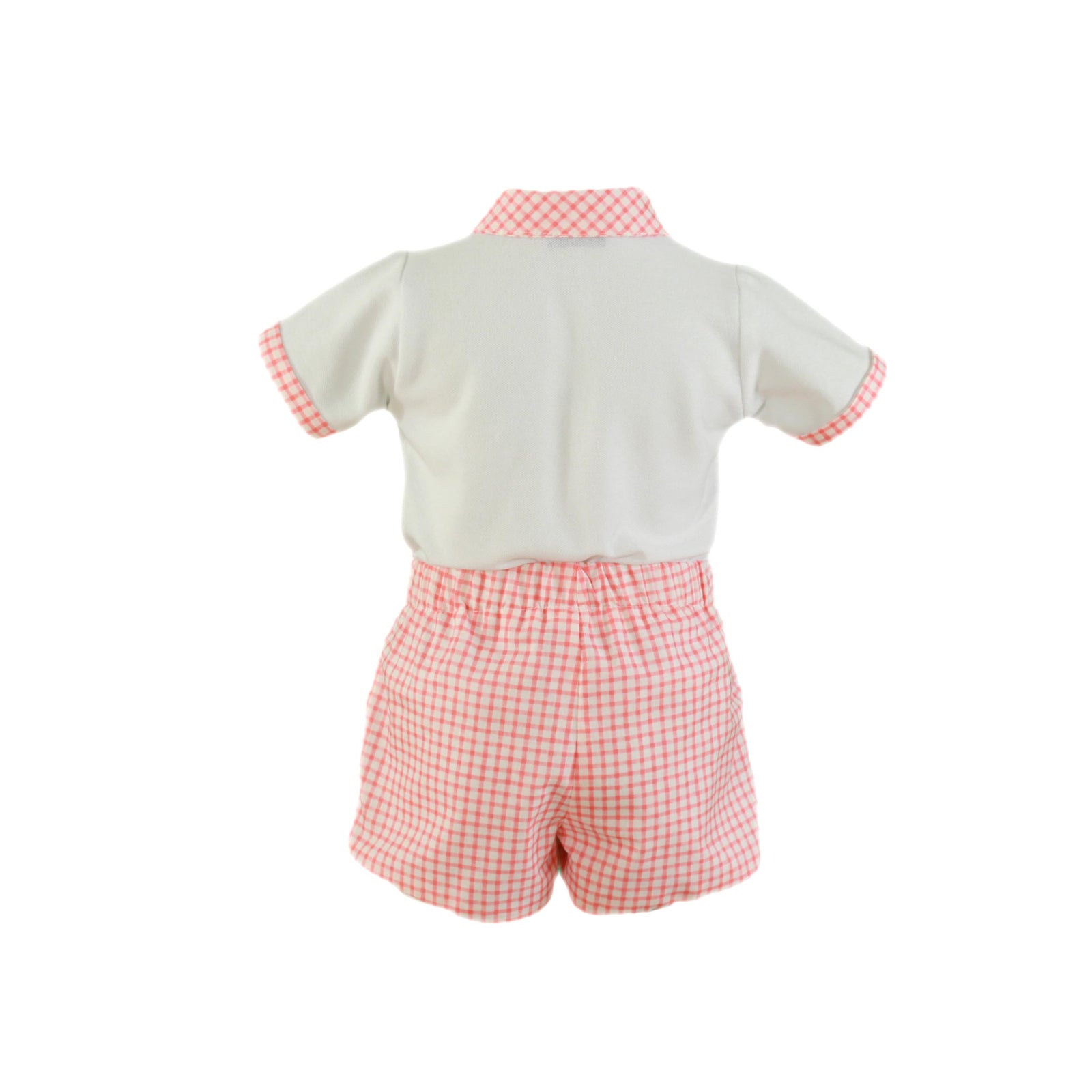 CONJUNTO PARA BEBÉ CON CAMISA POLO CON BERMUDA COLOR CORAL