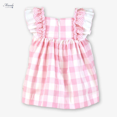 VESTIDO BEBE CUADROS ROSA - Menta Moda Infantil