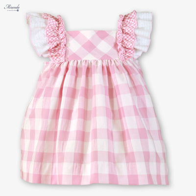 VESTIDO BEBE CUADROS ROSA - Menta Moda Infantil