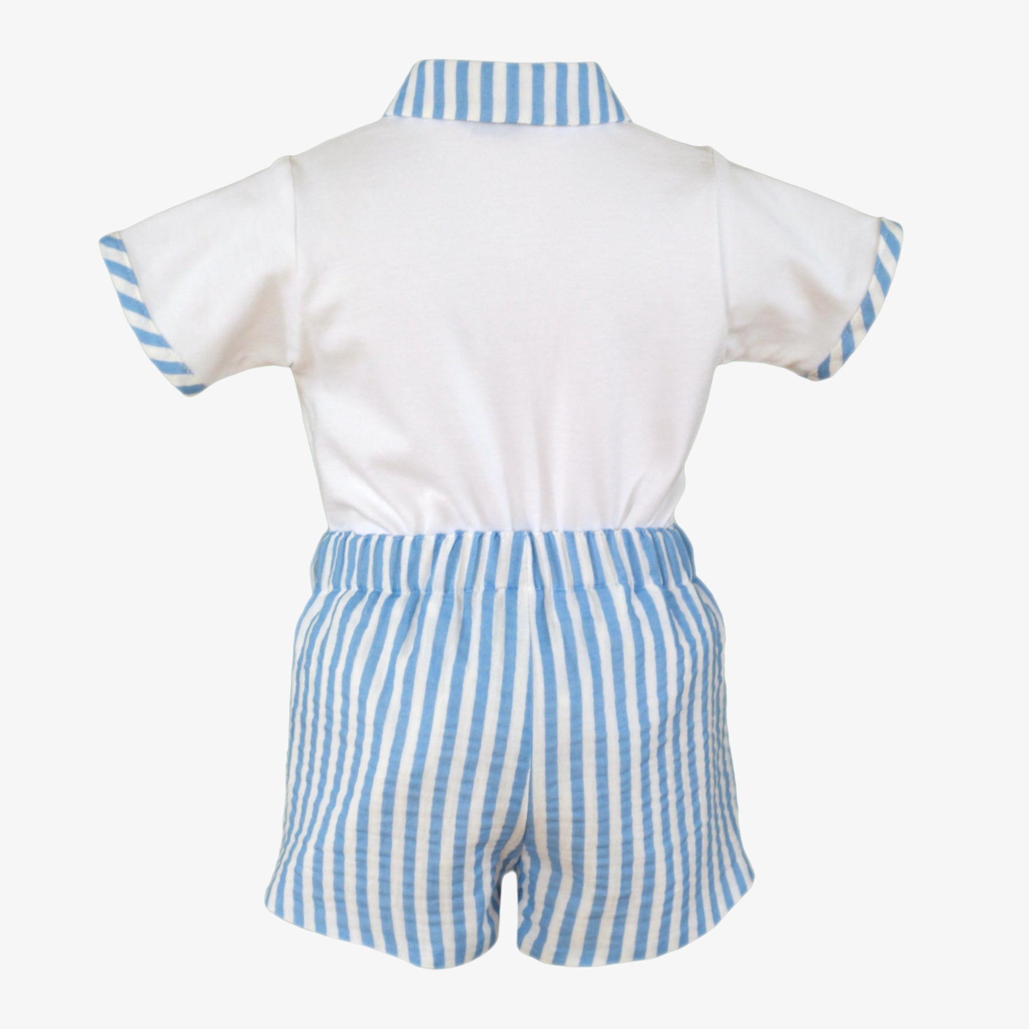 CONJUNTO BEBE NIÑO AZUL RAYAS