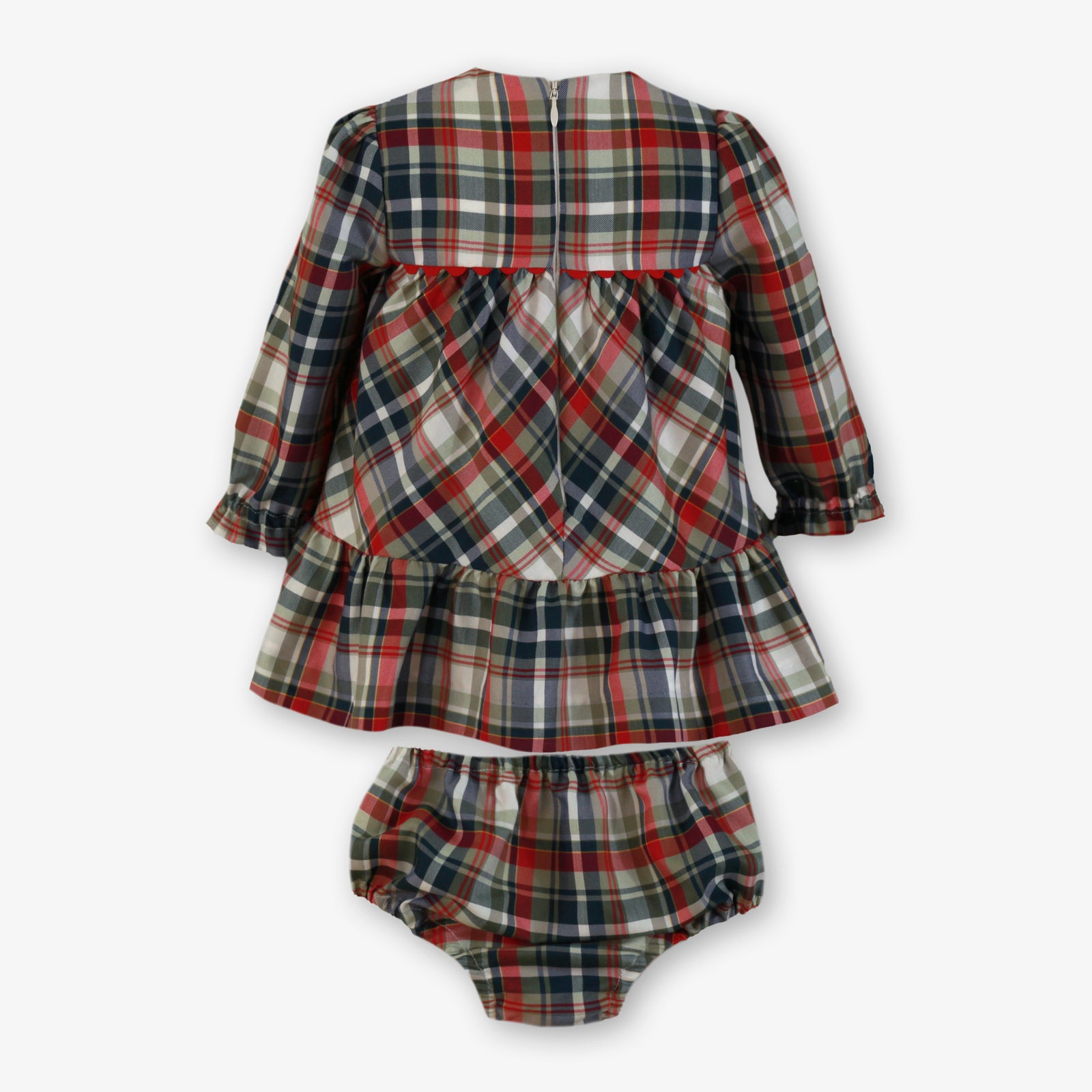 VESTIDO CUADROS VERDE ROJO Y MARINO