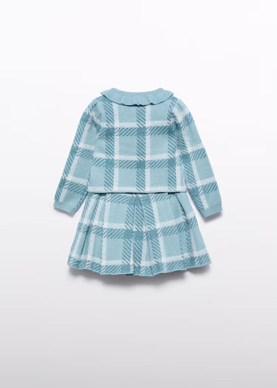CONJUNTO FALDA TRICOT BEBE AZUL CUADROS