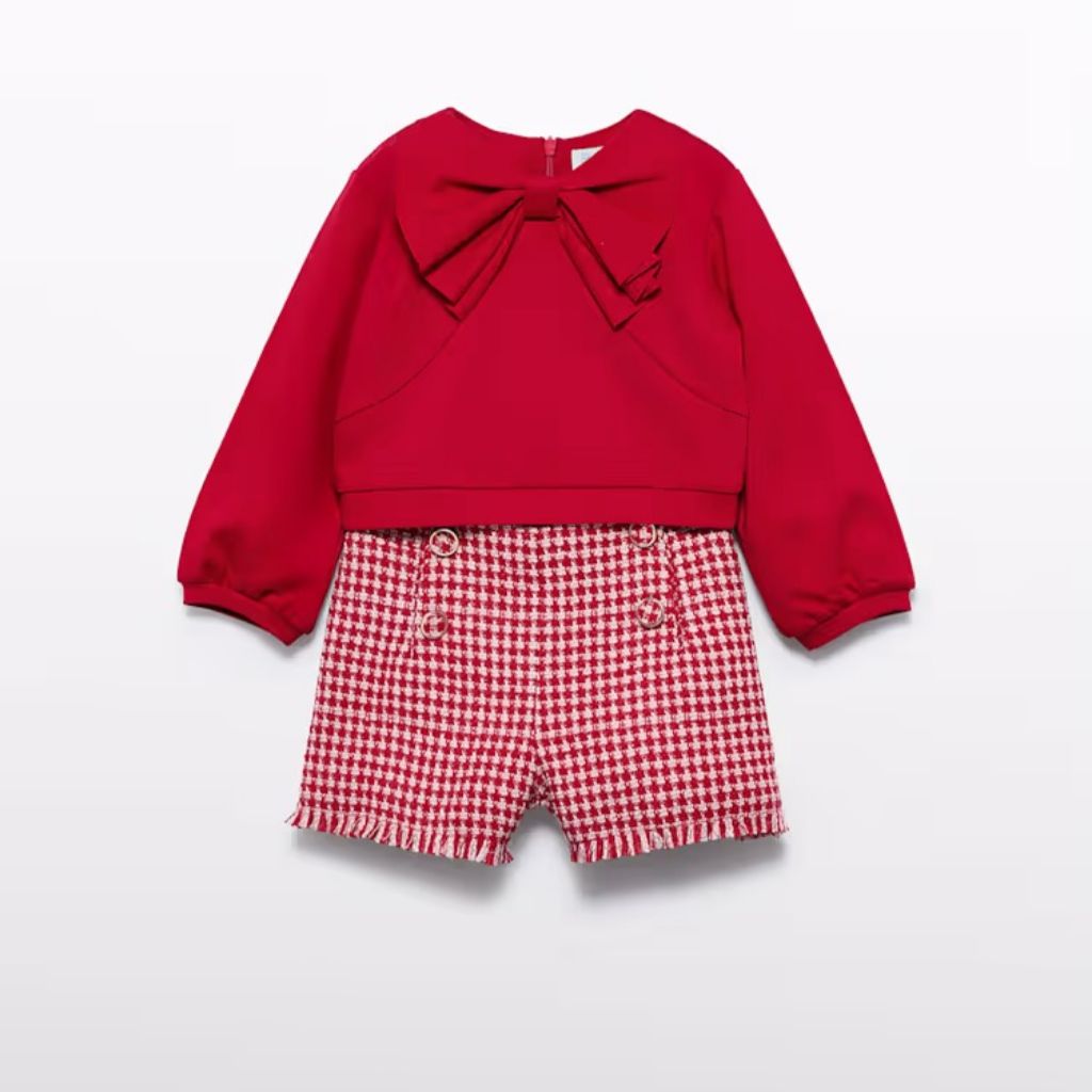 CONJUNTO BERMUDA BEBÉ NIÑA ROJO