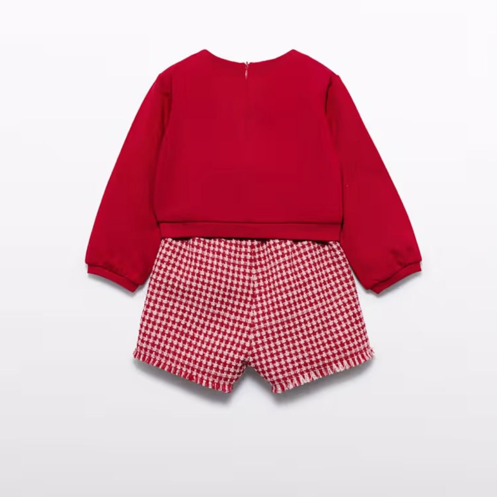 CONJUNTO BERMUDA BEBÉ NIÑA ROJO
