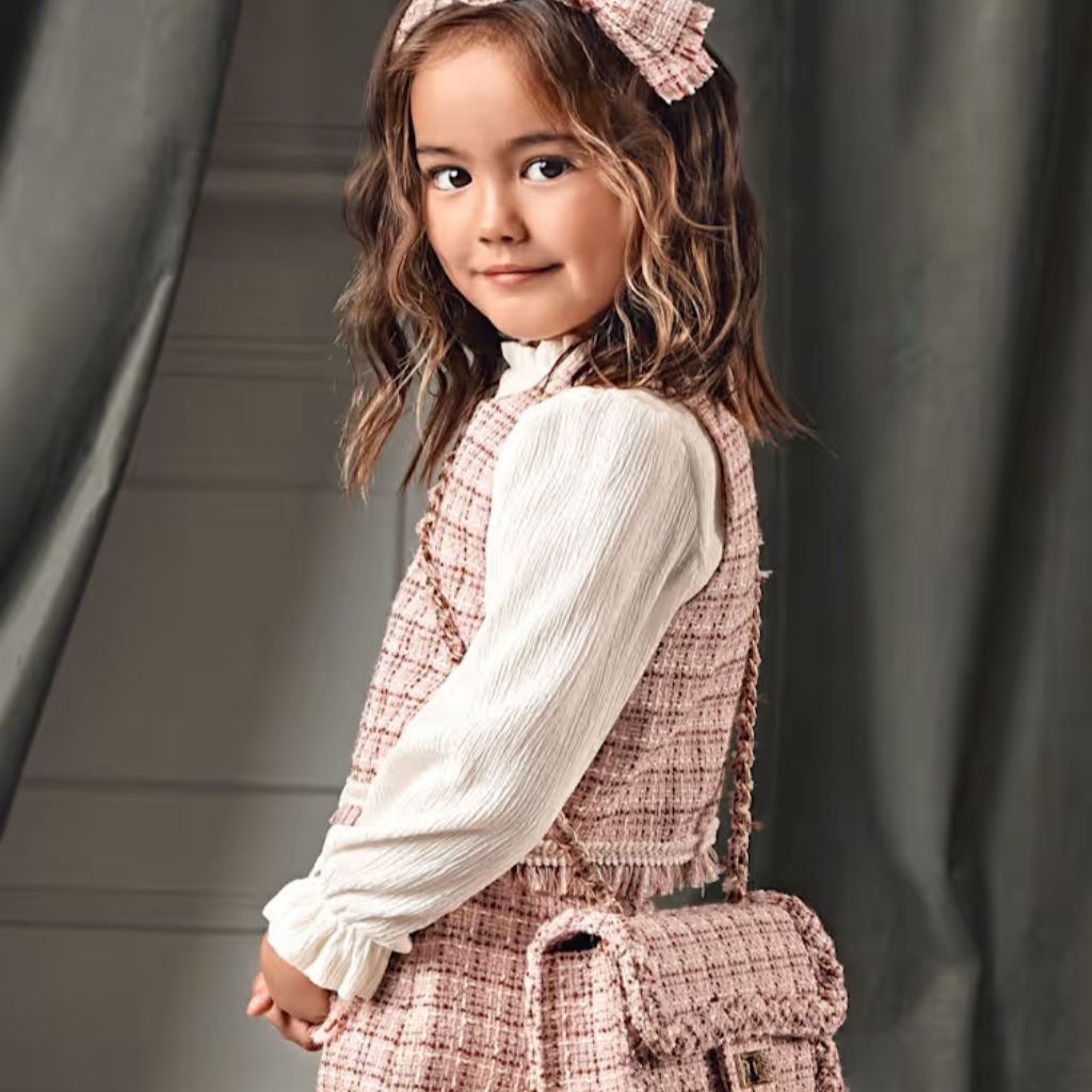 CONJUNTO BERMUDA TWEED NIÑA ROSA