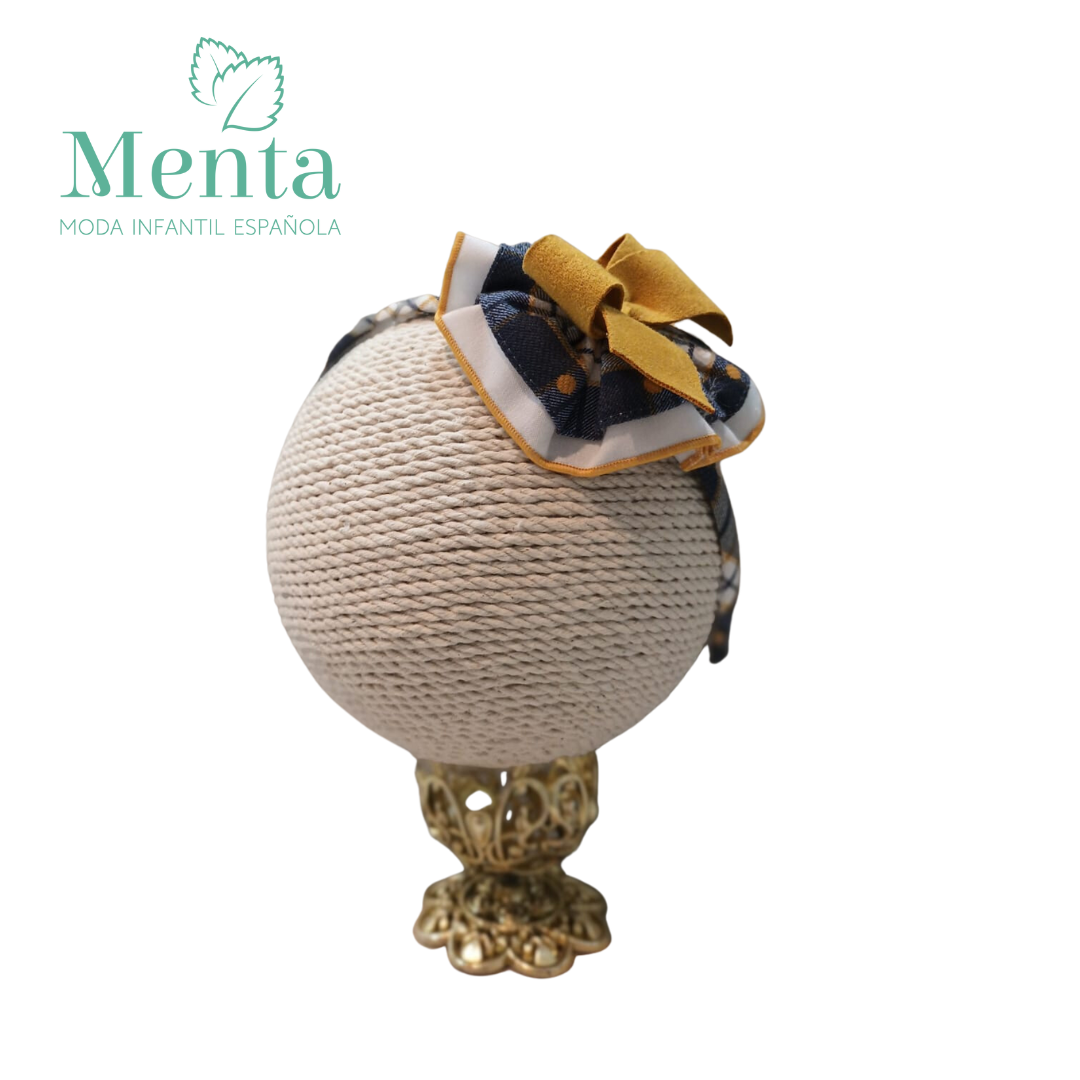 DIADEMA FLOR CUADROS OCRE