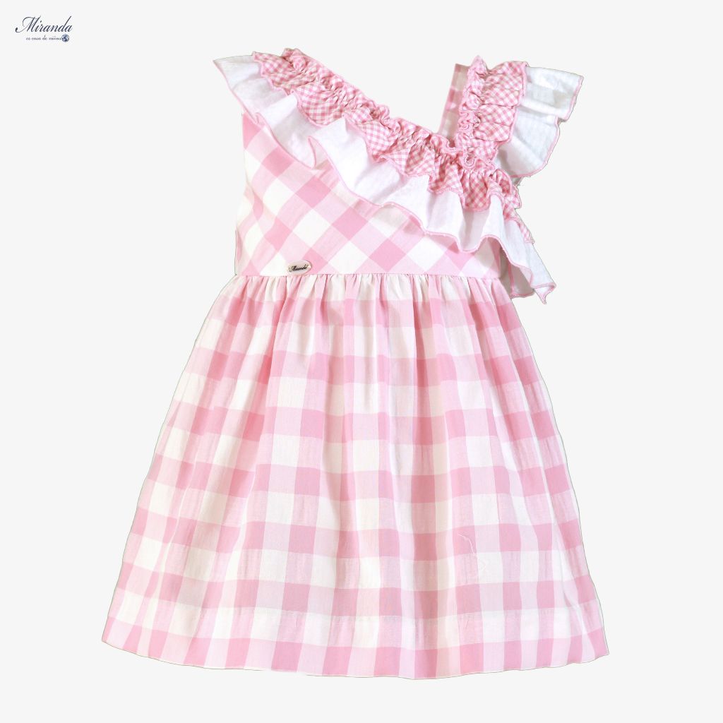 VESTIDO INFANTIL CUADROS ROSA - Menta Moda Infantil