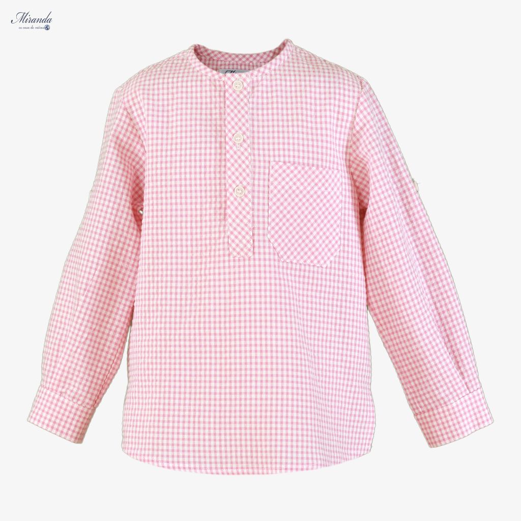 CAMISA ML INFANTIL NIÑO ROSA CUADROS - Menta Moda Infantil