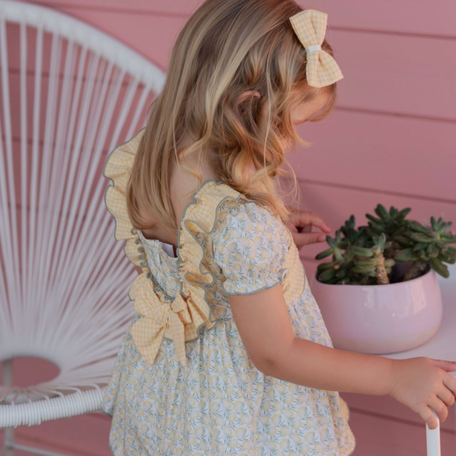 VESTIDO INFANTIL AMARILLO PIÑAS