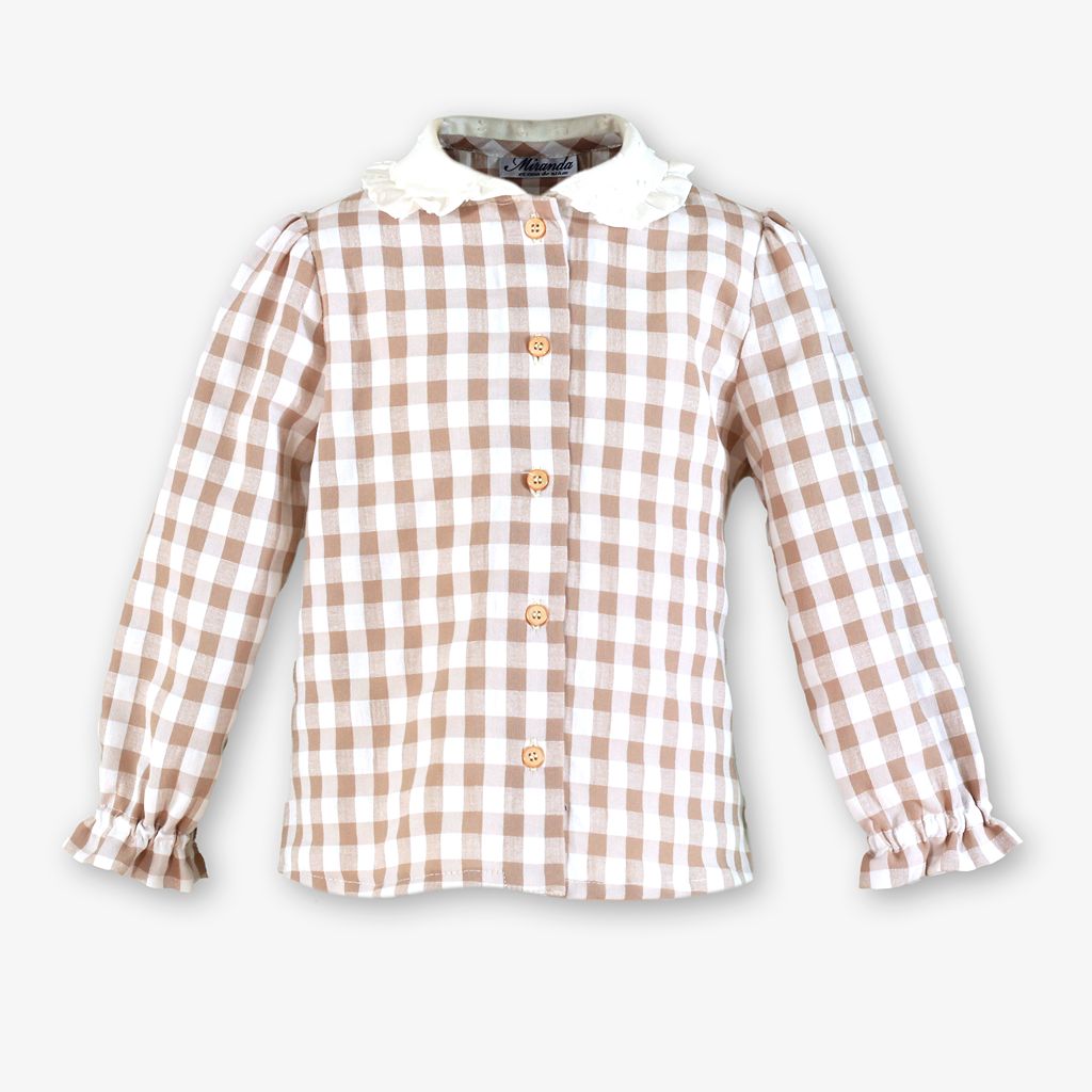 CONJUNTO NINA CUADROS CAMEL - Menta Moda Infantil
