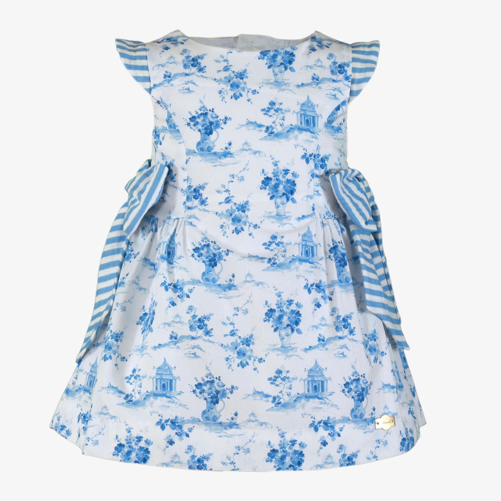 VESTIDO INFANTIL ESTAMPADO VINTAGE CELESTE
