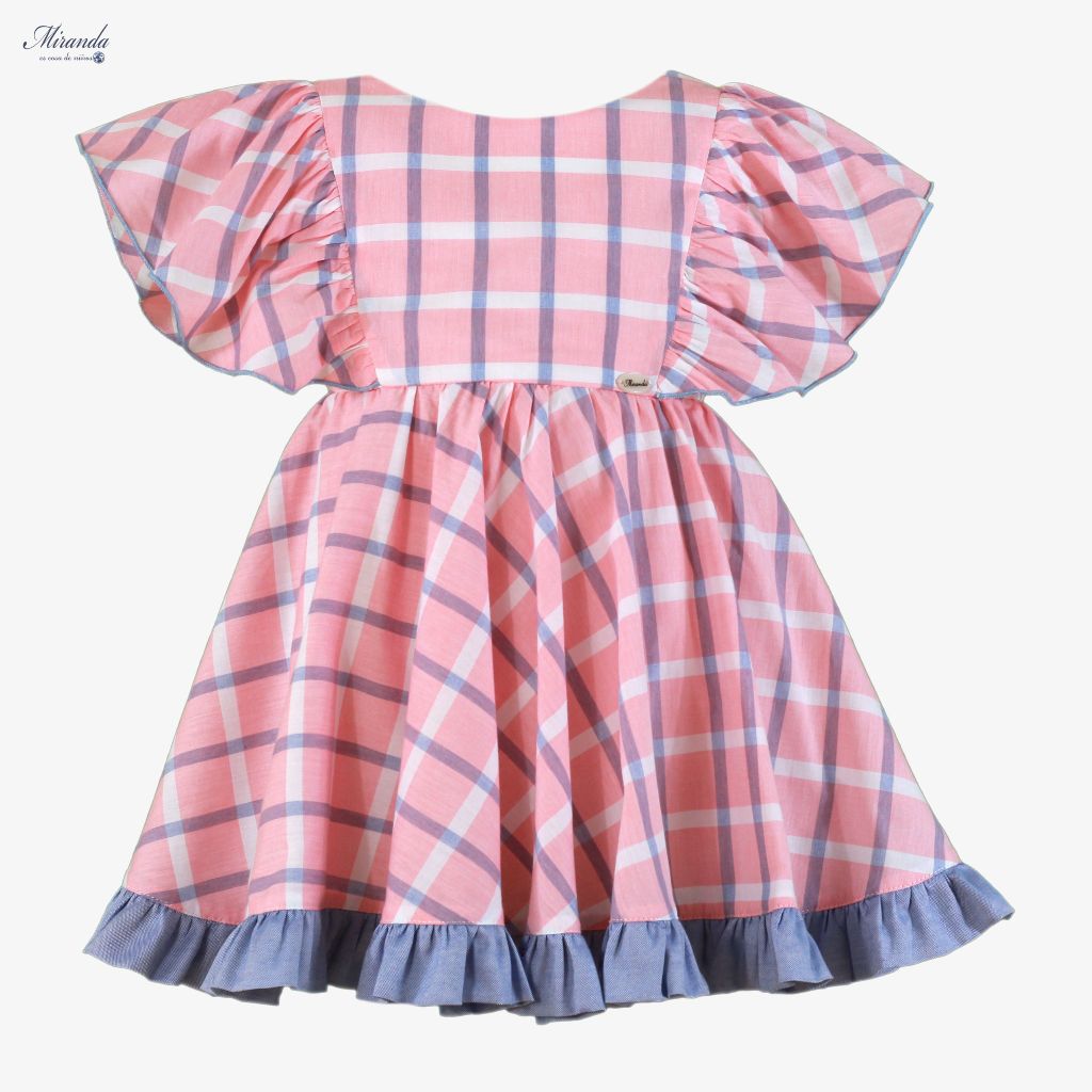 VESTIDO INFANTIL CUADROS AZUL Y ROSA - Menta Moda Infantil