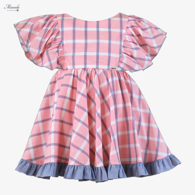 VESTIDO INFANTIL CUADROS AZUL Y ROSA - Menta Moda Infantil