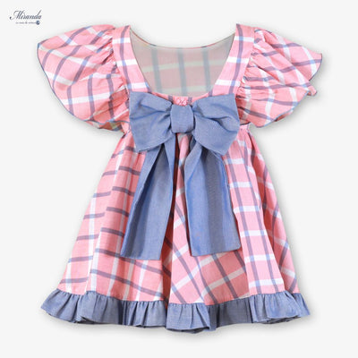 VESTIDO INFANTIL CUADROS AZUL Y ROSA - Menta Moda Infantil