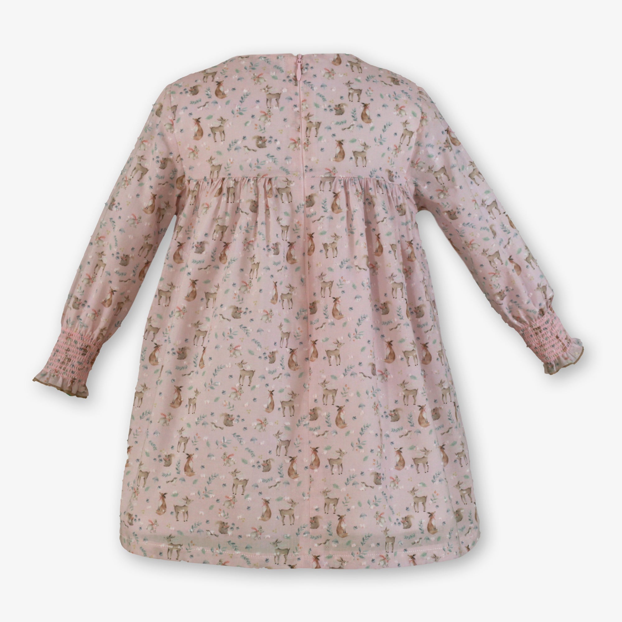 VESTIDO BEBE ROSA ANIMALITOS BOSQUE