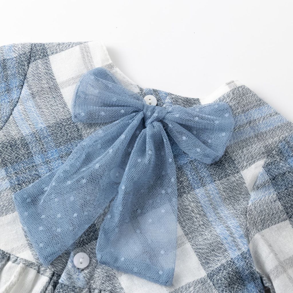 VESTIDO BEBE CUADROS AZUL TUL