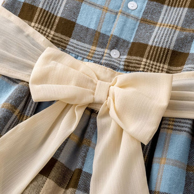 VESTIDO NIÑA CUADROS AZUL CAFE