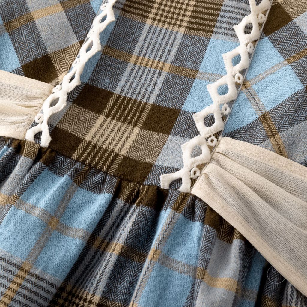 VESTIDO NIÑA CUADROS AZUL CAFE