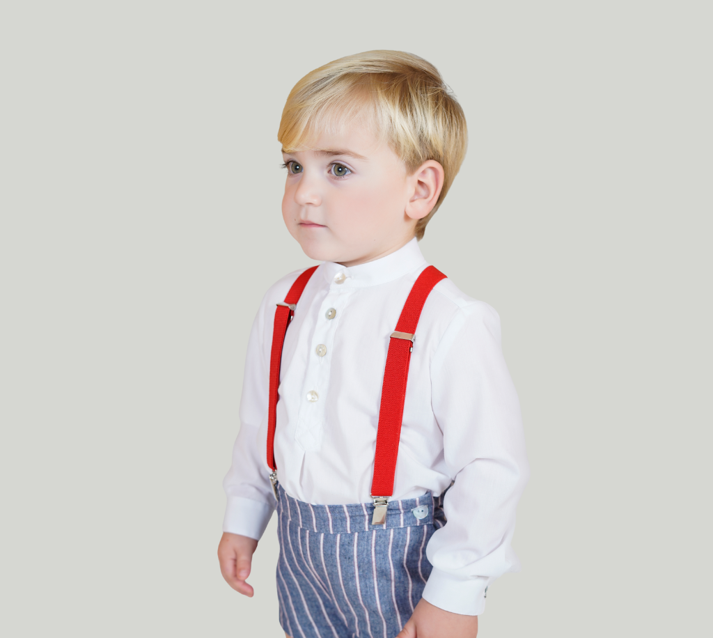 CONJUNTO NIÑO CAMISA BLANCA Y BERMUDA  AZUL MARINO