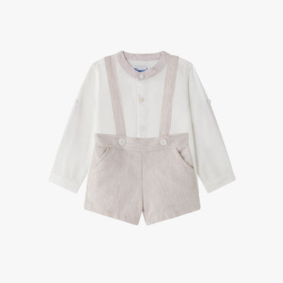 CONJUNTO DE NIÑO DETALLES Y PINOCHO DE LINO BEIGE