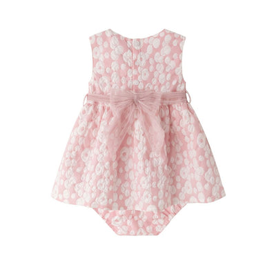 VESTIDO CON BRAGUITA EN TONOS ROSAS Y BLANCO CON DETALLES DE TULL