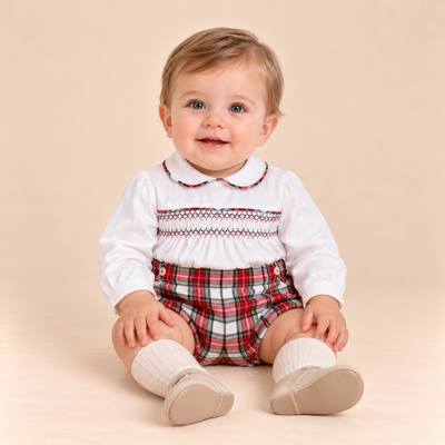 CONJUNTO BEBE NINO CUADRO ESCOCES - Menta Moda Infantil