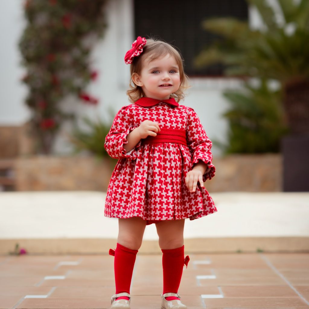 VESTIDO BEBE ROJO PATA DE GALLO