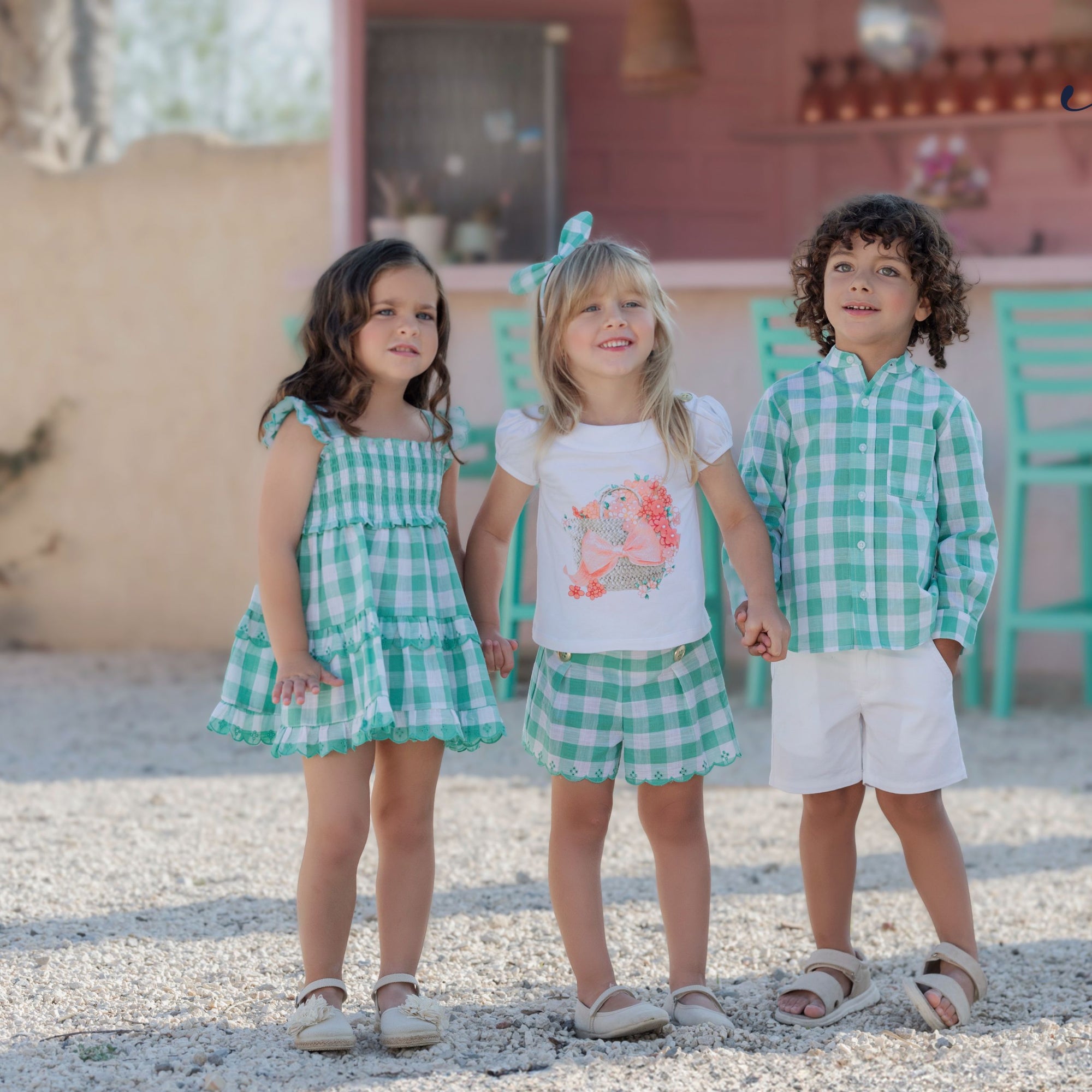 VESTIDO INFANTIL CUADROS VERDE