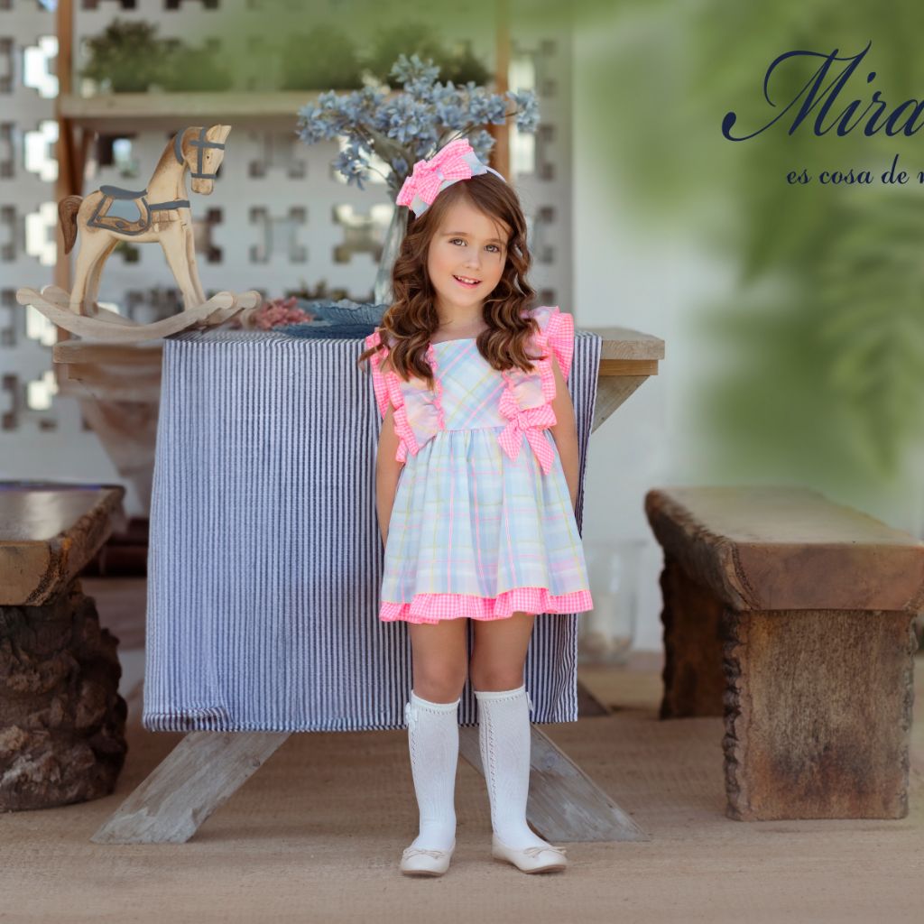 VESTIDO PARA NIÑA MULTICOLOR CON ADORNO DE MOÑO