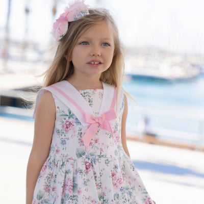 VESTIDO INFANTIL FLORES CUELLO MARINERO - Menta Moda Infantil