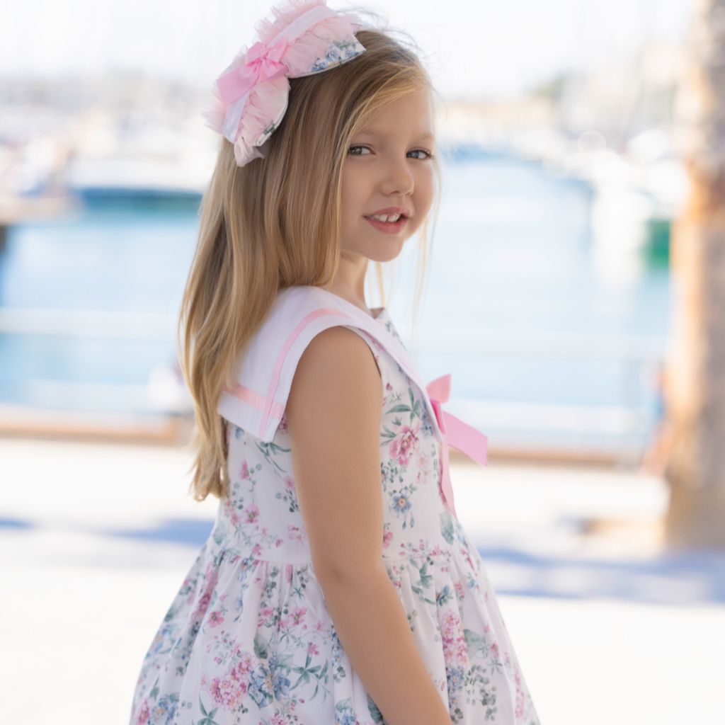 VESTIDO INFANTIL FLORES CUELLO MARINERO - Menta Moda Infantil