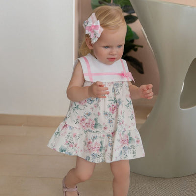 VESTIDO BEBE FLORECITAS ROSA VERDE - Menta Moda Infantil