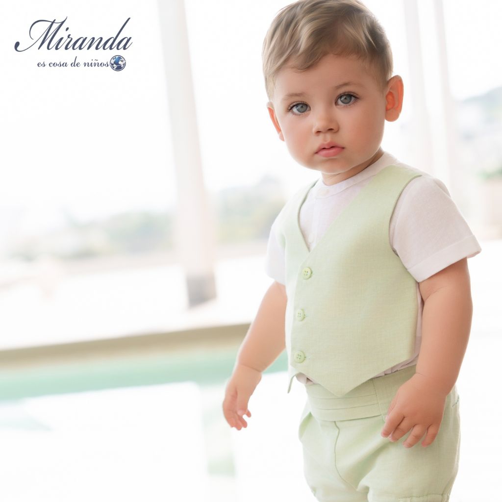 CONJUNTO BEBE NIÑO CHALECO VERDE - Menta Moda Infantil