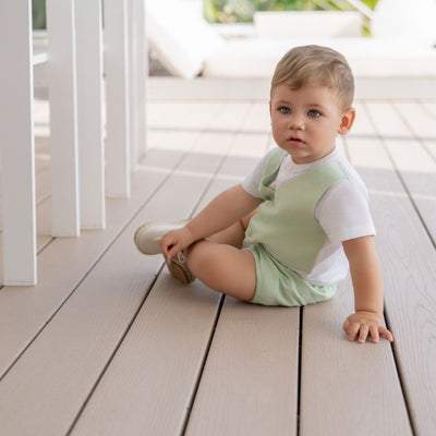 CONJUNTO BEBE NIÑO CHALECO VERDE - Menta Moda Infantil