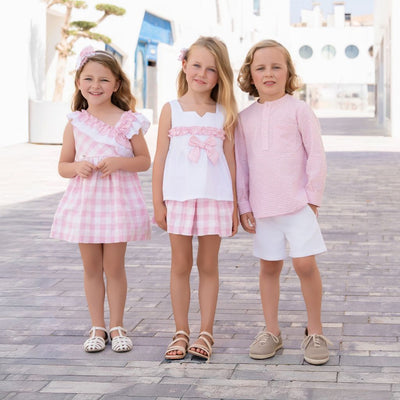 VESTIDO INFANTIL CUADROS ROSA - Menta Moda Infantil