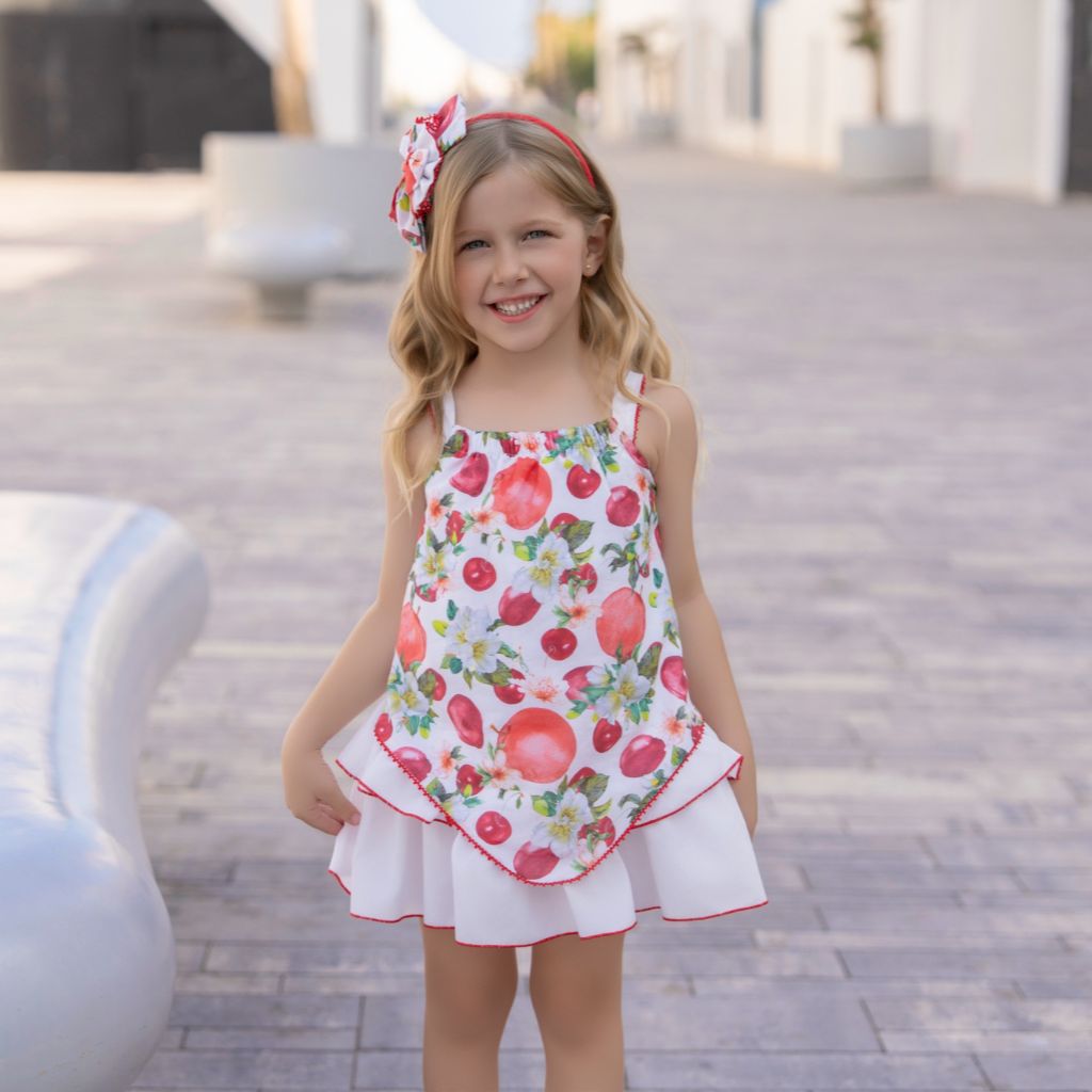 VESTIDO INFANTIL MANZANAS CEREZAS - Menta Moda Infantil