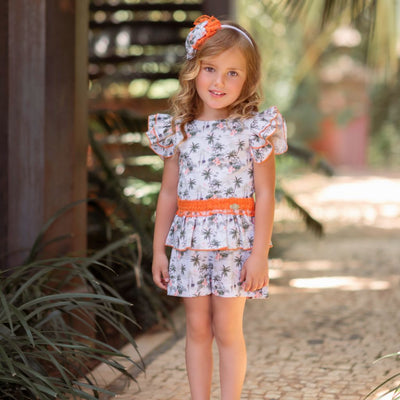 MONO PARA NIÑA CON ESTAMPADO DE PALMERAS