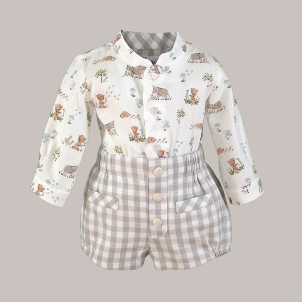 CONJUNTO BEBE GRIS OSITOS