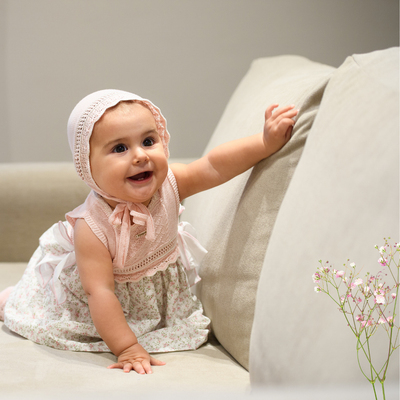 VESTIDO BEBÉ PUNTO ROSA ESTAMPADO FLORAL - Menta Moda Infantil