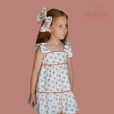 VESTIDO TIRANTES ESTAMPADO FRESAS - Menta Moda Infantil