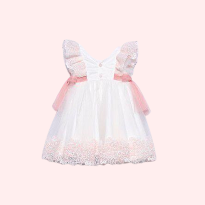 VESTIDO TUL BORDADO GUIPUR NATA-ROSA - Menta Moda Infantil