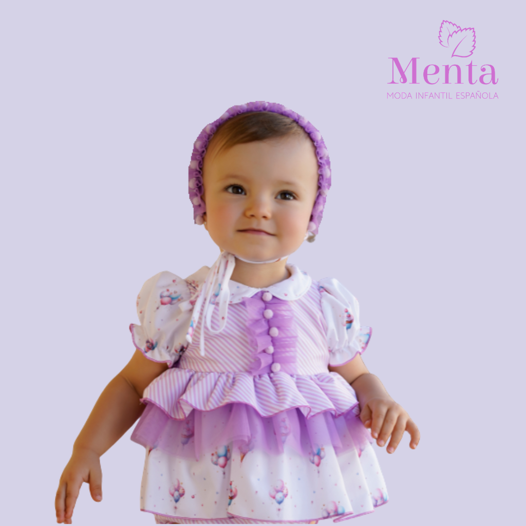 VESTIDO BEBÉ LILA GLOBOS - Menta Moda Infantil
