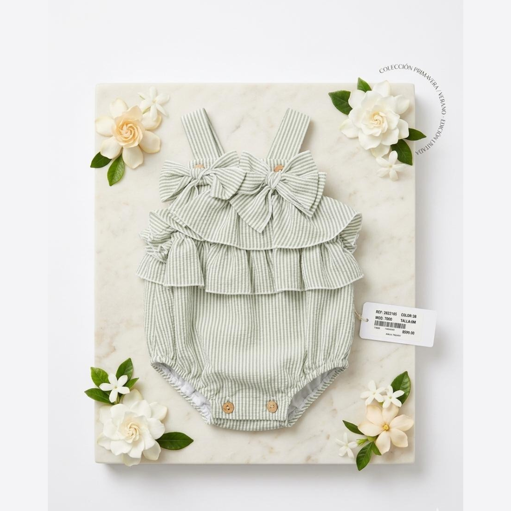 PELELE BEBÉ NIÑA VERDE LINEAS - Menta Moda Infantil
