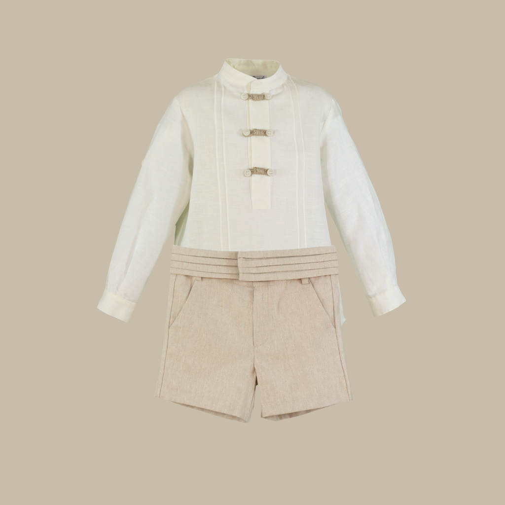 CONJUNTO CEREMONIA NIÑO CAMEL - Menta Moda Infantil