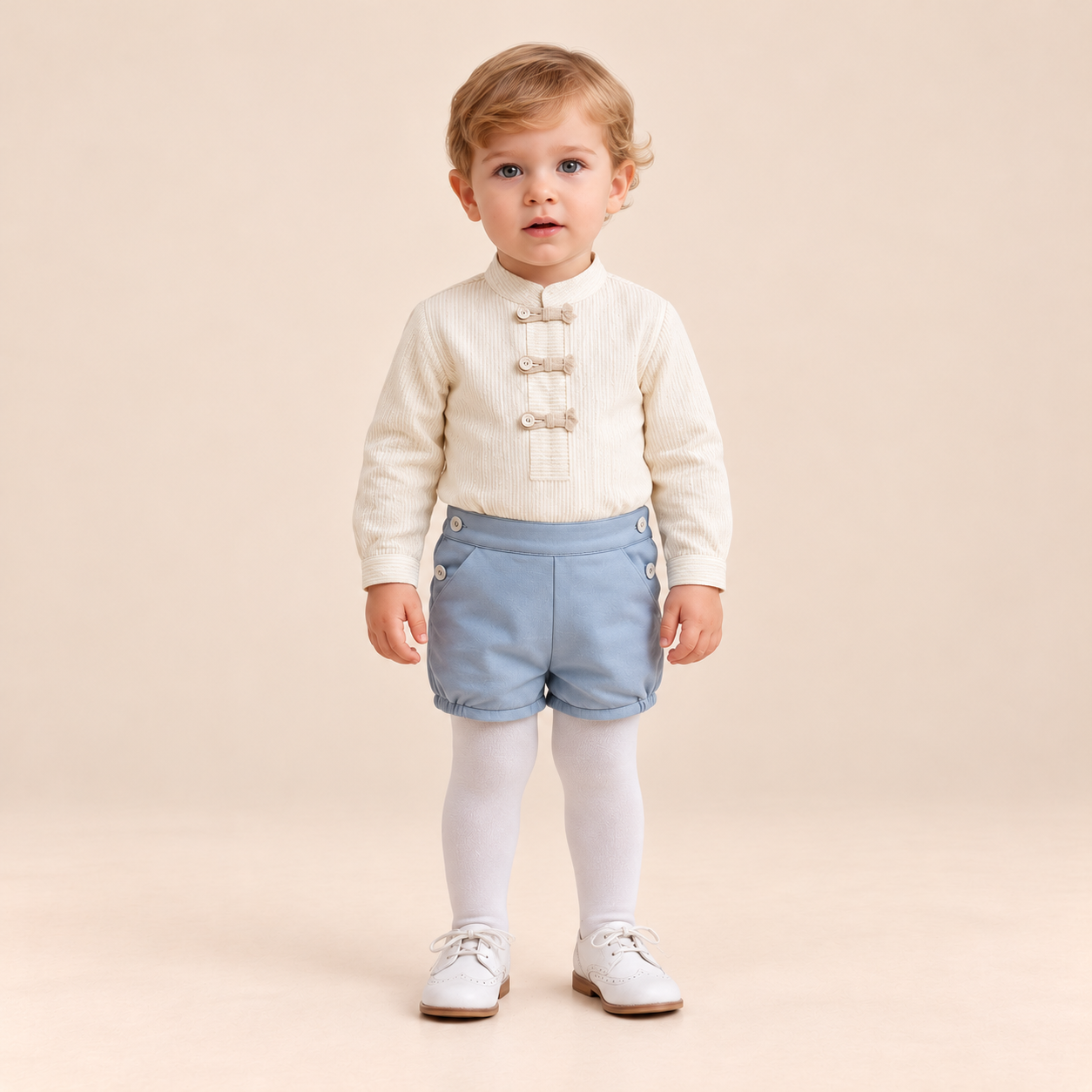 CONJUNTO BEBE NINO VERDE MENTA Y CRUDO - Menta Moda Infantil