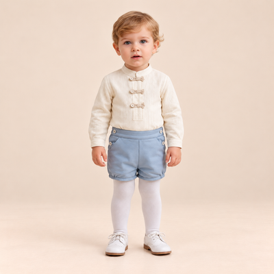 CONJUNTO BEBE NINO VERDE MENTA Y CRUDO - Menta Moda Infantil