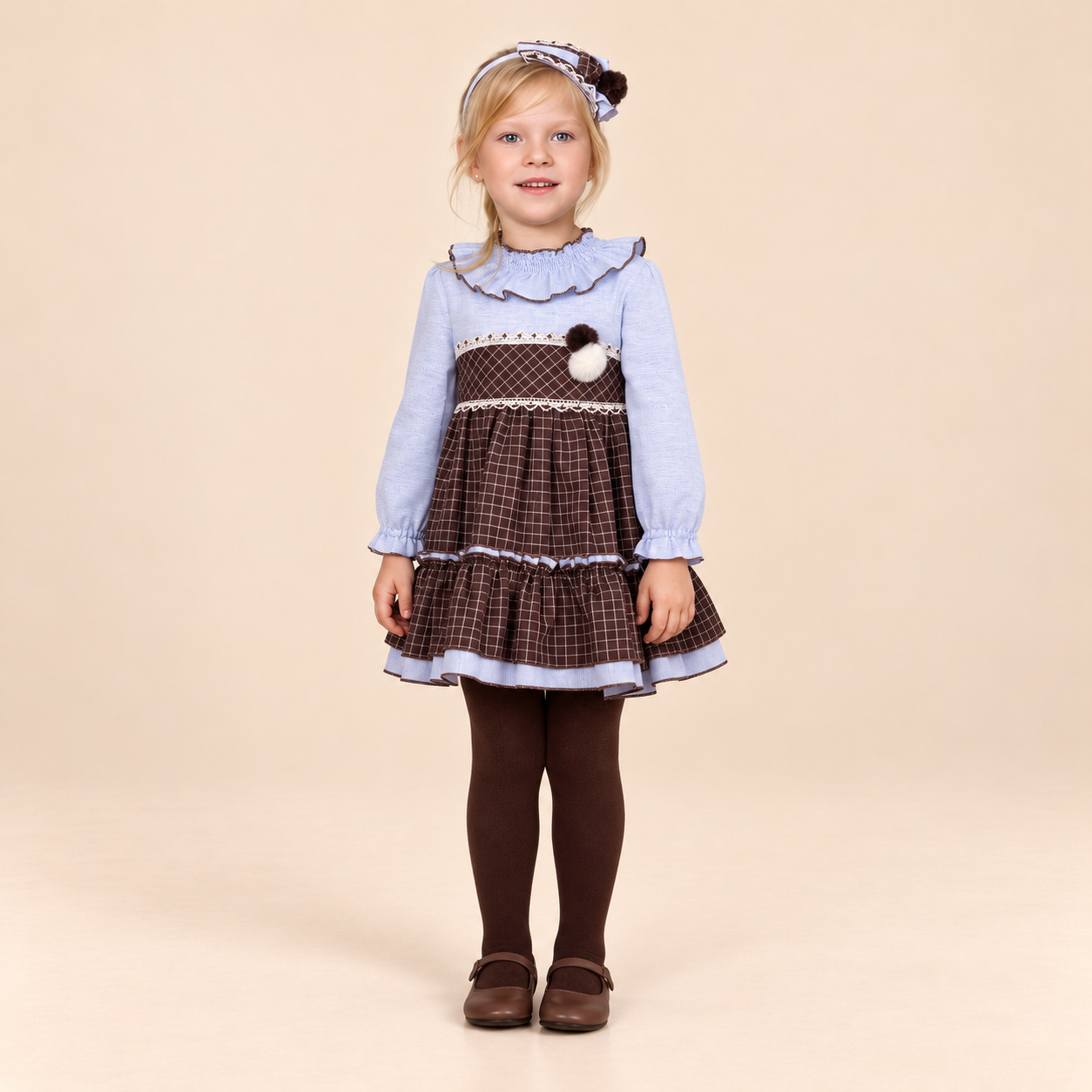 VESTIDO INFANTIL CAFE CELESTE - Menta Moda Infantil