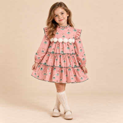 VESTIDO ROSA BAILARINAS - Menta Moda Infantil
